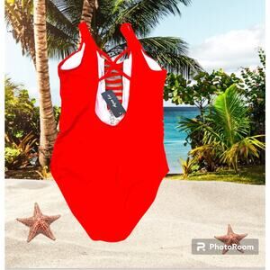 NWT Aqua Eve Women Sexy One Piece Swimsuit Red Size Medium